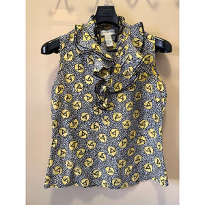 Women's DONCASTER Yellow & Black Silk Blouse S